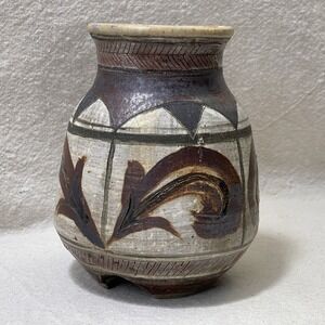 Hand‎ painted ROLLING CLOUD Geometric Terracotta Pot with Flared Rim Signed